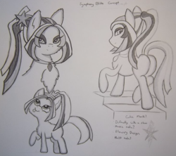 Size: 728x646 | Tagged: safe, artist:zalla661, oc, oc only, oc:harmony blitz, earth pony, pony, butt, magical lesbian spawn, monochrome, offspring, parents:arixie, plot, solo, tongue out, traditional art
