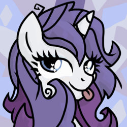 Size: 3000x3000 | Tagged: safe, artist:monkfishyadopts, rarity, pony, unicorn, alternate hairstyle, bedroom eyes, blushing, bust, diamonds, doodle, female, happy, heart, mare, portrait, pretty, scruffy, solo, tongue out, wingding eyes