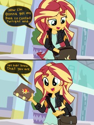 Size: 2048x2732 | Tagged: safe, artist:justsomepainter11, sunset shimmer, comic:starlight gets uncovered, equestria girls, equestria girls specials, g4, my little pony equestria girls: mirror magic, book, clothes, comic, dialogue, high res, show accurate
