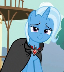 Size: 950x1073 | Tagged: safe, screencap, trixie, pony, unicorn, g4, magic duel, alicorn amulet, c:, cropped, cute, diatrixes, female, lidded eyes, looking at you, mare, smiling, smug, solo