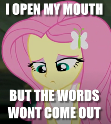 Size: 376x422 | Tagged: safe, edit, edited screencap, screencap, fluttershy, equestria girls, g4, clothes, eminem, eyeshadow, female, image macro, looking down, lose yourself (eminem), makeup, meme, sad, solo, song reference, tank top