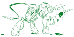 Size: 3183x1631 | Tagged: safe, artist:beardie, oc, oc only, pony, robot, robot pony, unicorn, fluid, monochrome, oil, profile, raised hoof, simple background, sketch, solo, white background