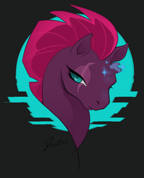 Size: 600x743 | Tagged: safe, artist:daxtri, tempest shadow, pony, unicorn, g4, my little pony: the movie, broken horn, bust, female, horn, looking away, solo