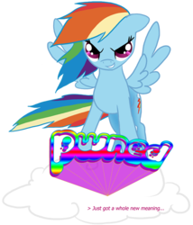 Size: 580x676 | Tagged: safe, artist:odduckoasis, rainbow dash, pony, g4, female, floppy ears, pwned, simple background, smiling, smirk, solo, spread wings, transparent background, wings