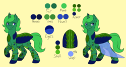 Size: 2800x1500 | Tagged: safe, artist:sketchthebluepegasus, oc, oc only, oc:kaenoch, grottoling, original species, pony, male, reference sheet, solo