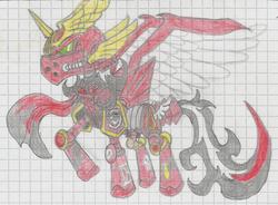 Size: 1521x1121 | Tagged: safe, artist:nephilim rider, oc, oc:heaven lost, pegasus, pony, blood angels, graph paper, ponified, powered exoskeleton, space marine, traditional art, warhammer (game), warhammer 40k