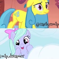 Size: 480x480 | Tagged: safe, edit, edited screencap, screencap, flitter, lemon hearts, pony, g4, cloud, wet