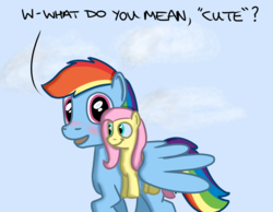 Size: 1080x840 | Tagged: safe, artist:hoofclid, fluttershy, rainbow dash, pony, g4, blushing, female, lesbian, plushie, ship:flutterdash, shipping