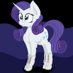 Size: 1245x1237 | Tagged: safe, artist:paskanaakka, derpibooru exclusive, rarity, pony, unicorn, g4, abstract background, boots, chest fluff, ear fluff, female, hoof boots, mare, shoes, smiling, solo