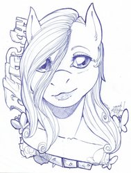 Size: 966x1280 | Tagged: safe, artist:tomoyuki, fluttershy, anthro, g4, big lips, female, monochrome, sketch, solo