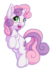 Size: 1000x1400 | Tagged: safe, artist:bobdude0, sweetie belle, pony, unicorn, g4, alternate cutie mark, chest fluff, collaboration, colored, cute, diasweetes, female, filly, simple background, smiling, solo, transparent background