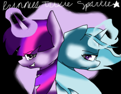 Size: 9000x7000 | Tagged: safe, artist:hyshyy, trixie, twilight sparkle, pony, unicorn, g4, absurd resolution, female, mare