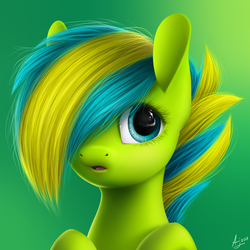 Size: 1600x1600 | Tagged: safe, artist:luminousdazzle, oc, oc only, oc:lucid dazzle, pony, hair over one eye, solo