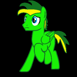 Size: 350x350 | Tagged: safe, artist:didgereethebrony, oc, oc only, oc:didgeree, pegasus, pony, black background, frown, male, needs more saturation, pixelated, raised hoof, simple background, solo, stallion, vector, wings