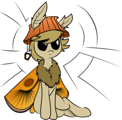 Size: 3006x2958 | Tagged: safe, artist:plone, artist:whydomenhavenipples, oc, oc only, oc:lamp, mothpony, original species, hat, high res, lampshade, lampshade hat, solo