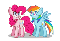 Size: 3600x2500 | Tagged: safe, artist:marymintgreen, pinkie pie, rainbow dash, earth pony, pegasus, pony, g4, cute, dashabetes, diapinkes, female, high res, mare, simple background, smiling, transparent background