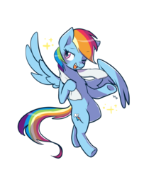 Size: 830x1024 | Tagged: safe, artist:haden-2375, rainbow dash, pegasus, pony, g4, female, mare, one eye closed, open mouth, smiling, solo, towel, wink