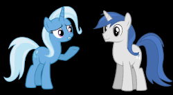 Size: 1035x566 | Tagged: safe, trixie, oc, pony, unicorn, g4, animated, female, gif, mare, palette swap, recolor