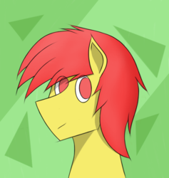 Size: 602x636 | Tagged: safe, oc, oc only, oc:calmar, pony, green background, male, red mane, simple background, smiling