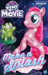 Size: 1100x1700 | Tagged: safe, gummy, pinkie pie, pony, g4, my little pony: the movie, official, glitter, my little pony logo, needs more glitter