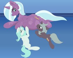 Size: 998x800 | Tagged: safe, artist:ana-ph, idw, radiant hope, oc, oc:dark glare, oc:shimmering glow, crystal pony, pony, g4, chest fluff, colt, cute, digital art, female, filly, foal, kicking, male, mother and child, multiple pregnancy, offspring, on side, parent:king sombra, parent:radiant hope, parents:hopebra, pregnant, smiling