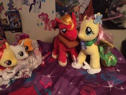 Size: 1024x768 | Tagged: safe, artist:chappy-rukia, apple bloom, big macintosh, fluttershy, scootaloo, sweetie belle, pony, g4, cutie mark crusaders, female, irl, male, photo, plushie, ship:fluttermac, shipping, straight