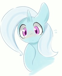 Size: 2154x2633 | Tagged: safe, artist:91o42, trixie, pony, unicorn, g4, blushing, bust, cute, diatrixes, female, high res, looking at you, looking down, mare, plewds, portrait, simple background, solo