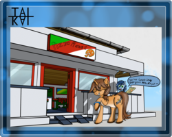 Size: 1250x1000 | Tagged: safe, artist:tai kai, oc, oc:huckleberry bleu, oc:mercurial keys, earth pony, pony, unicorn, compliment, food, pizza, smiling