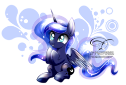 Size: 1264x850 | Tagged: safe, artist:tiffanymarsou, princess luna, alicorn, pony, g4, cute, female, filly, happy, heart eyes, lunabetes, simple background, sitting, solo, transparent background, wingding eyes, woona, younger