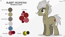 Size: 1920x1080 | Tagged: safe, artist:noah-x3, earth pony, pony, albert einstein, facial hair, male, monocle, moustache, ponified, reference sheet, show accurate, solo, stallion