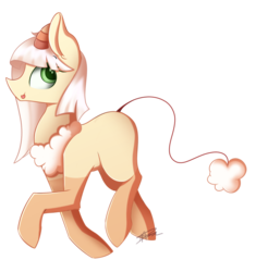 Size: 1024x1090 | Tagged: safe, artist:mindlesssketching, oc, oc only, oc:mei, earth pony, pony, augmented tail, female, horns, mare, simple background, solo, tongue out, transparent background