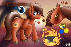 Size: 1280x853 | Tagged: safe, artist:tai kai, oc, oc only, oc:lingering ember, pony, anvil, ear piercing, earring, jewelry, piercing, reference sheet, solo