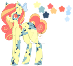 Size: 1024x921 | Tagged: safe, artist:enghelkitten, oc, oc only, earth pony, pony, bow, female, mare, reference sheet, solo, tail bow, watermark