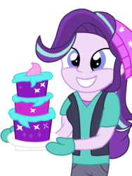 Size: 1200x1600 | Tagged: safe, artist:toyminator900, starlight glimmer, equestria girls, g4, cake, female, food, simple background, smiling, solo, transparent background