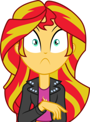 Size: 3000x4049 | Tagged: safe, artist:ambassad0r, artist:millennial dan, sunset shimmer, equestria girls, g4, my little pony equestria girls, clothes, female, high res, jacket, shirt, simple background, solo, surprised, transparent background, vector