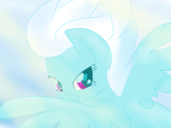 Size: 1024x768 | Tagged: safe, artist:andromedasparkz, fleetfoot, pegasus, pony, g4, female, flying, looking at you, looking back, looking back at you, mare, smiling, smirk, solo