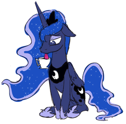 Size: 680x672 | Tagged: safe, artist:ta-na, princess luna, alicorn, pony, g4, cup, cute, female, lapping, lunabetes, mare, mlem, simple background, solo, teacup, tongue out, white background