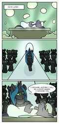 Size: 619x1290 | Tagged: safe, artist:ruthawesome19, queen chrysalis, changeling, g4, comic, dialogue, flower, funeral, funeral dress