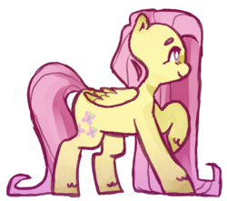 Size: 874x772 | Tagged: safe, artist:milky-rabbit, fluttershy, pegasus, pony, g4, female, folded wings, looking up, profile, raised hoof, simple background, smiling, solo, standing, sticker, transparent background