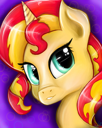 Size: 1024x1280 | Tagged: safe, artist:zomixnu, sunset shimmer, pony, unicorn, g4, bust, female, portrait, shiny, sketch, solo