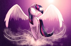 Size: 5100x3300 | Tagged: safe, artist:spiritofthwwolf, twilight sparkle, alicorn, pony, g4, absurd resolution, female, glowing eyes, mare, raised hoof, solo, twilight sparkle (alicorn), white eyes