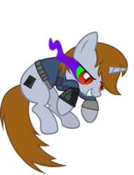Size: 3826x5000 | Tagged: safe, artist:aborrozakale, oc, oc only, oc:littlepip, pony, unicorn, fallout equestria, g4, absurd resolution, clothes, corrupted, dark magic, fallout, female, jumpsuit, magic, mare, possessed, simple background, solo, sombra eyes, transparent background, vault suit, vector