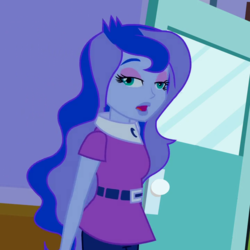 Size: 720x720 | Tagged: safe, screencap, princess luna, vice principal luna, equestria girls, g4, my little pony equestria girls, cropped, didney worl, female, luna's office, solo