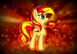 Size: 3508x2480 | Tagged: safe, artist:conniethecasanova, artist:flamevulture17, edit, sunset shimmer, pony, unicorn, g4, female, high res, mare, solo, wallpaper, wallpaper edit