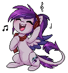 Size: 137x147 | Tagged: safe, artist:doekitty, oc, oc only, oc:bladeraw, pegasus, pony, animated, female, gif, mare, pixel art, simple background, singing, solo, transparent background