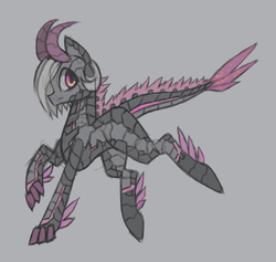 Size: 1047x993 | Tagged: safe, artist:raptor007, demon, dracony, dragon, hybrid, armor, claws, horns, short hair