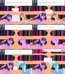 Size: 1600x1800 | Tagged: safe, artist:kendell2, trixie, twilight sparkle, oc, oc:copycat, alicorn, pony, g4, comic, female, lesbian, ship:twixie, shipping, twilight sparkle (alicorn)