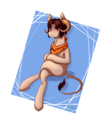 Size: 2100x2300 | Tagged: safe, artist:shiro-roo, oc, oc only, pony, aries, crossed legs, high res, horoscope, ponified, solo, zodiac
