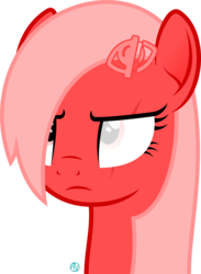 Size: 1400x1915 | Tagged: safe, artist:arifproject, edit, oc, oc only, oc:downvote, oc:hide, earth pony, pony, derpibooru, g4, blind eye, bust, derpibooru ponified, edgy, eye scar, frown, hair over one eye, hairclip, hide, meta, ponified, portrait, scar, simple background, solo, the day downvote died, transparent background, unamused, vector