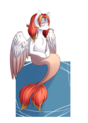 Size: 1800x2500 | Tagged: safe, artist:shiro-roo, oc, oc only, merpony, pegasus, pony, eyes closed, horoscope, pisces, ponified, solo, zodiac
